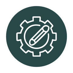 Configurable writing process logo with gear. Icon symbol illustration