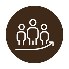 Growing group within a circle. Icon symbol illustration