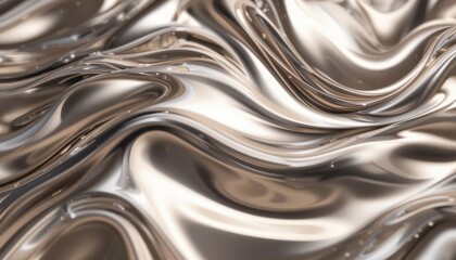 Metallic abstract wavy liquid background. Generative AI.