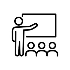 Presentation Educator teaching small class. Icon symbol illustration