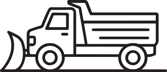 snow plow truck icon line art silhouette design vector illustration.