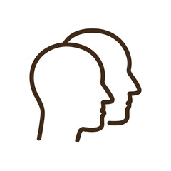 Two heads facing same direction. Icon symbol illustration