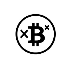 Obraz premium Bitcoin error icon with bold cross mark indicating crypto access failure or restricted transaction