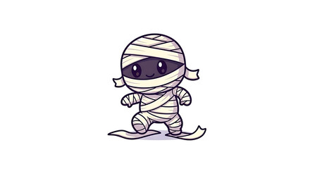 Fototapeta premium Adorable Mummy Cartoon Character Halloween Illustration