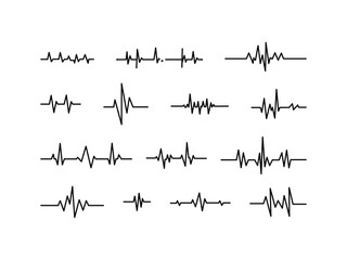 Obraz premium Heartbeat Line Icon Set, ECG Medical Pulse Waveform Vector, Health Medical Concept For Graphic Design