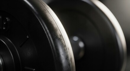 Fototapeta premium Close-up of Weight Plates: Darkness, Metal, Fitness