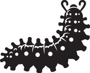 Caterpillar Black Silhouette Vector, Insect Clipart & Nature Illustration Design