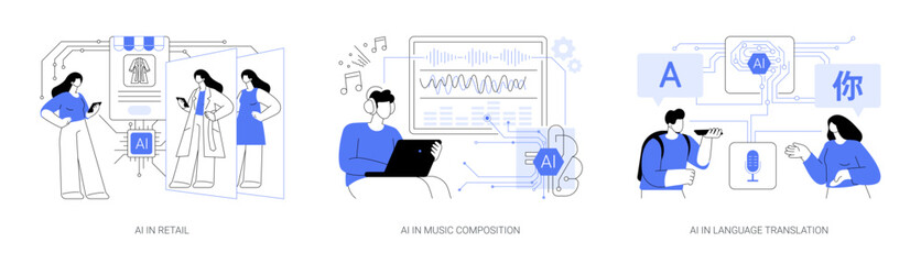AI Enhancing Everyday Experiences abstract concept vector illustrations.