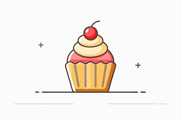 cupcake whipped frosting cherry dessert