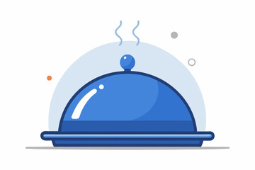 Obraz premium food cloche serving dome lifted steam