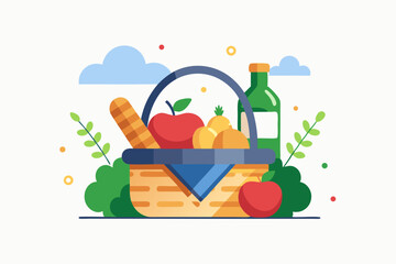 picnic basket with food icon