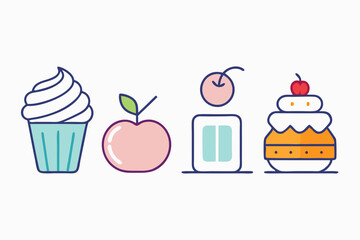 line icon set desserts soft serve swirl