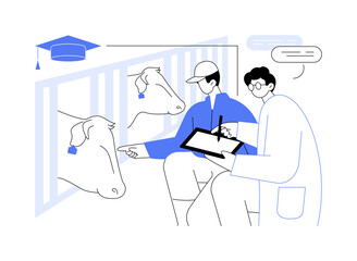 Veterinary internship isolated cartoon vector illustrations.