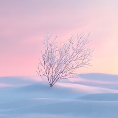 Obraz premium “Aerial Pink-Dawn Snowy Plain – Serene Winter Landscape Photography”