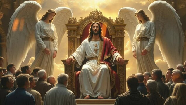 Heavenly Vision of Jesus Reigning in Eternal Light. Virtual 4K video animation background with looping time lapse with very smooth graphics.