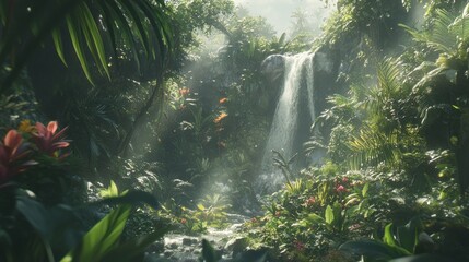 Fototapeta premium Lush tropical waterfall