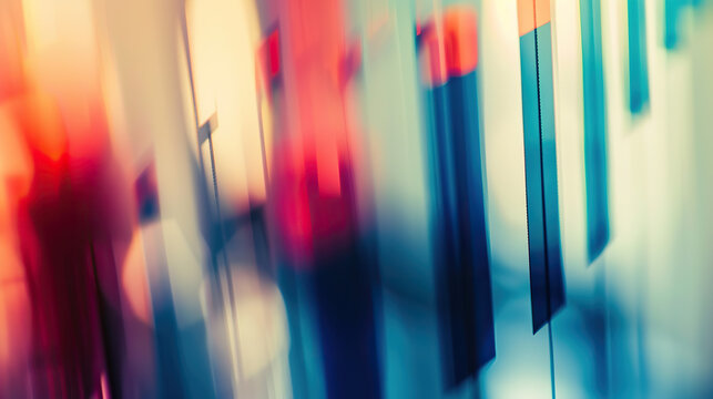 Close-up of red and blue bar chart representing political polling data, election results or voting statistics. Political analysis, democratic process and public opinion research concept.