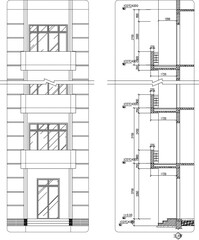 vector illustration design of entrance and balcony of apartment building