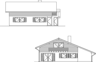 vector illustration of a classic, vintage, ethnic, traditional wooden house architectural design in the middle of the forest 