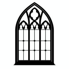 Gothic window icon architecture silhouette decorative vector