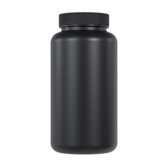 black plastic bottle mockup on transparent background