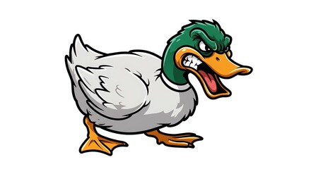 Obraz premium vector art line of angry cute duck cartoon with fire effect and siluet effect suitable for mockup and logo product of team isolated white background