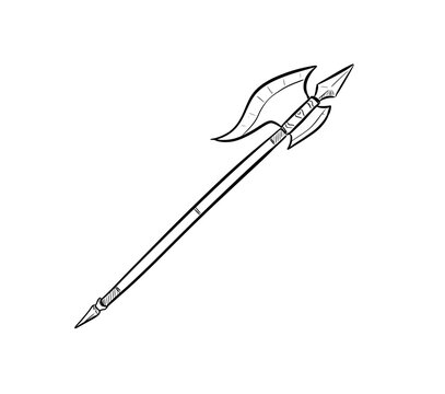 halberd digital drawing isolated black and white