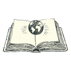 Opened book earth open illustration vector