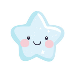 Obraz premium Star icon with a smiley face illustration children's pastel vector