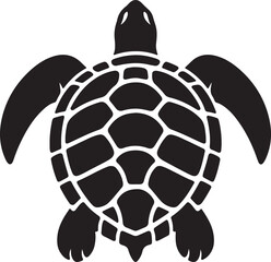 Obraz premium Turtle Black Silhouette Vector, Sea Animal Clipart & Ocean Wildlife Design