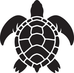 Obraz premium Turtle Black Silhouette Vector, Sea Animal Clipart & Ocean Wildlife Design