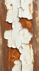 Detailed Close-Up of Weathered Wood with Peeling Paint and Rust
