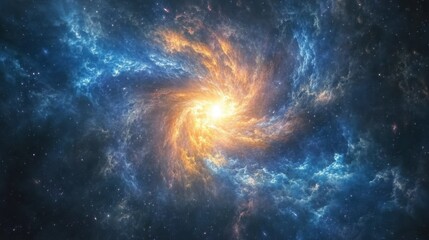 Fototapeta premium Vibrant spiral galaxy with swirling nebulae and bright core.