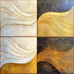 Abstract Artistic Texture with Wavy Lines and Metallic Finish