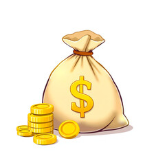 Bag of Money with Gold Coins