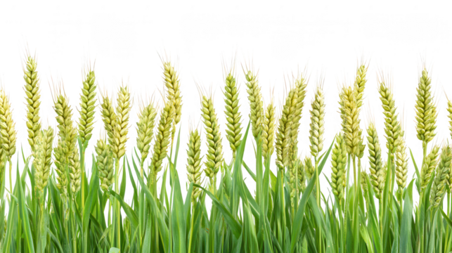 Wheat field in vibrant green against a PNG transparent background