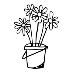 Flower in pot design simple daisy black vector
