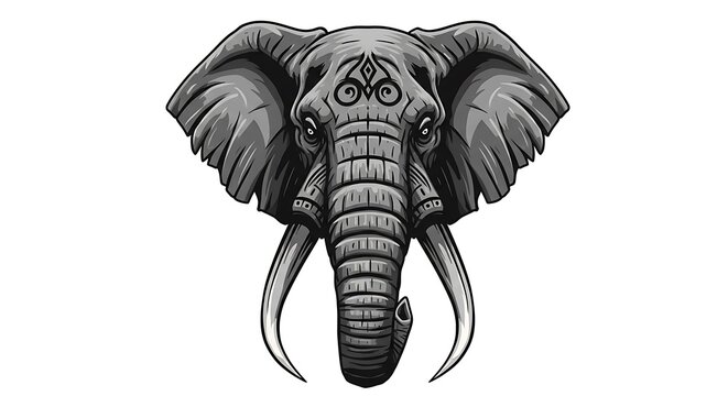 vector art line of angry elephant brave with fire effect and siluet effect suitable for mockup and logo product of team isolated white background