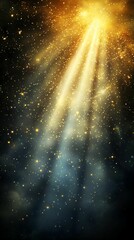 Cosmic Light Rays Shining Through Starry Space Background