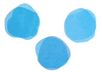 ラフな円形の水彩風水色フレームセット