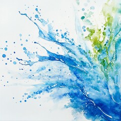 Vibrant Abstract Watercolor Splash in Blue and Green Tones