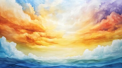 Vibrant Sky and Sea with Colorful Clouds at Sunrise or Sunset