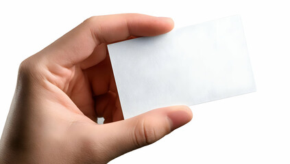 Obraz premium A hand holding a blank business card ready for branding opportunities and networking.