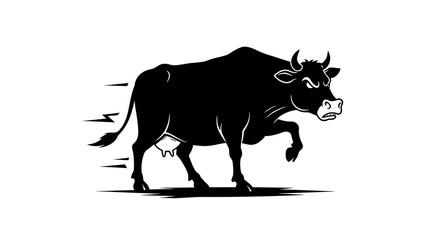 vector art line of angry bufallo or bull brave with fire effect and siluet effect suitable for mockup and logo product of team isolated white background