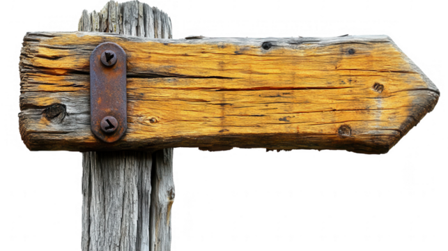 Wooden Arrow Sign Pointing Right on a PNG Transparent Background - Powered by Adobe