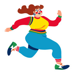 Running colors woman illustration vector