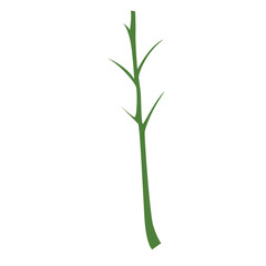 Flat design of a thin green plant stem with new leaf buds, ideal for growth concepts, natural icons, or tropical minimal illustrations.

