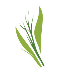 Flat leafy plant sprouting upward with young green tones and organic forms, ideal for jungle, eco, or nature growth concepts.