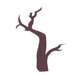 Flat illustration of a dry, leafless tree with twisted branches, suitable for desert scenes or spooky, barren landscape concepts.