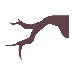 Minimal flat branch illustration with curved structure, leafless and eerie, great for moody forest or mysterious nature compositions.

